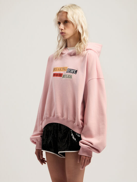 PALM ANGELS Quote Crop Hoodie PINK - MULTICOLOR PWBB076F25FLE005