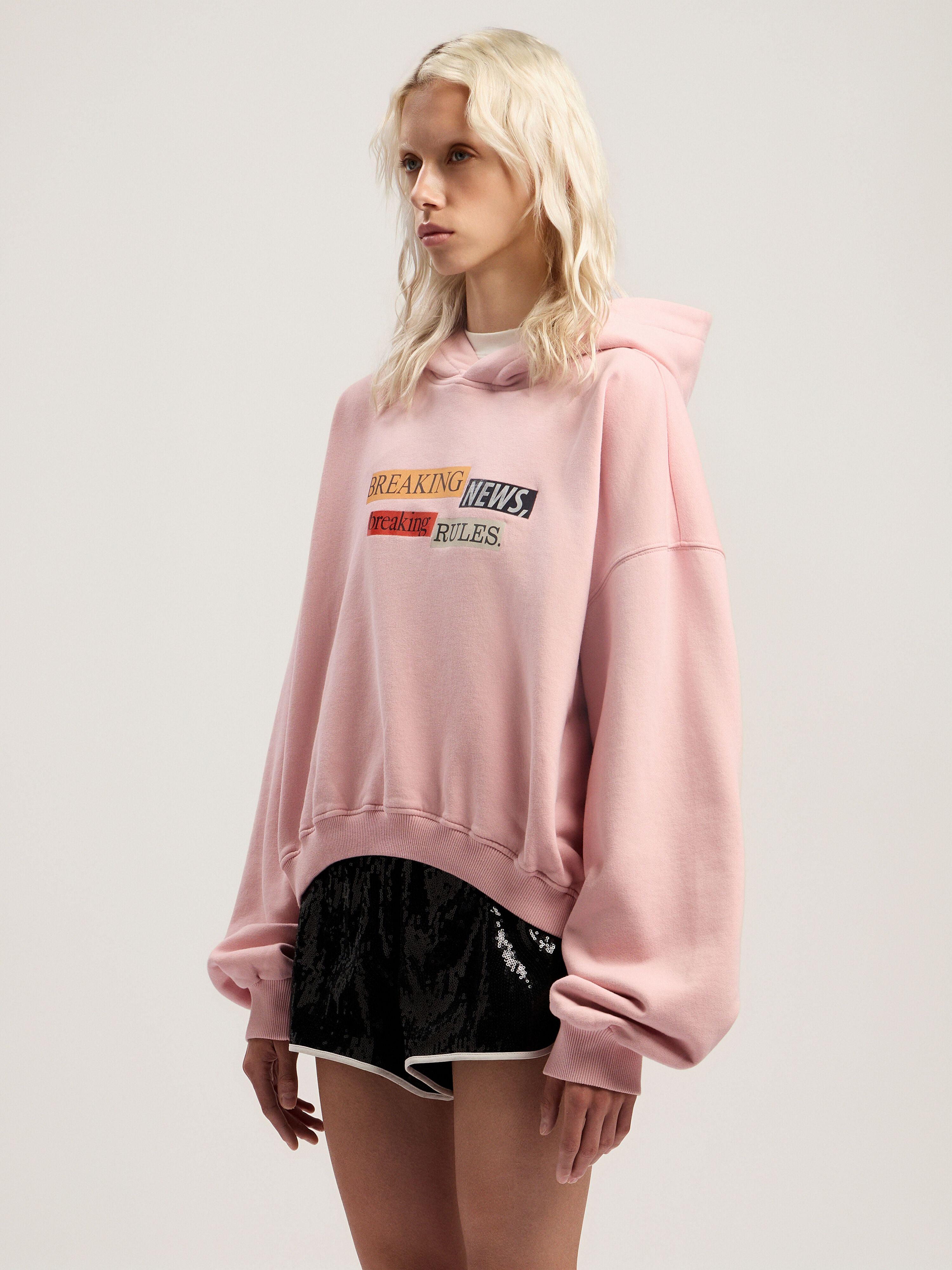 PALM ANGELS Quote Crop Hoodie PINK - MULTICOLOR PWBB076F25FLE005