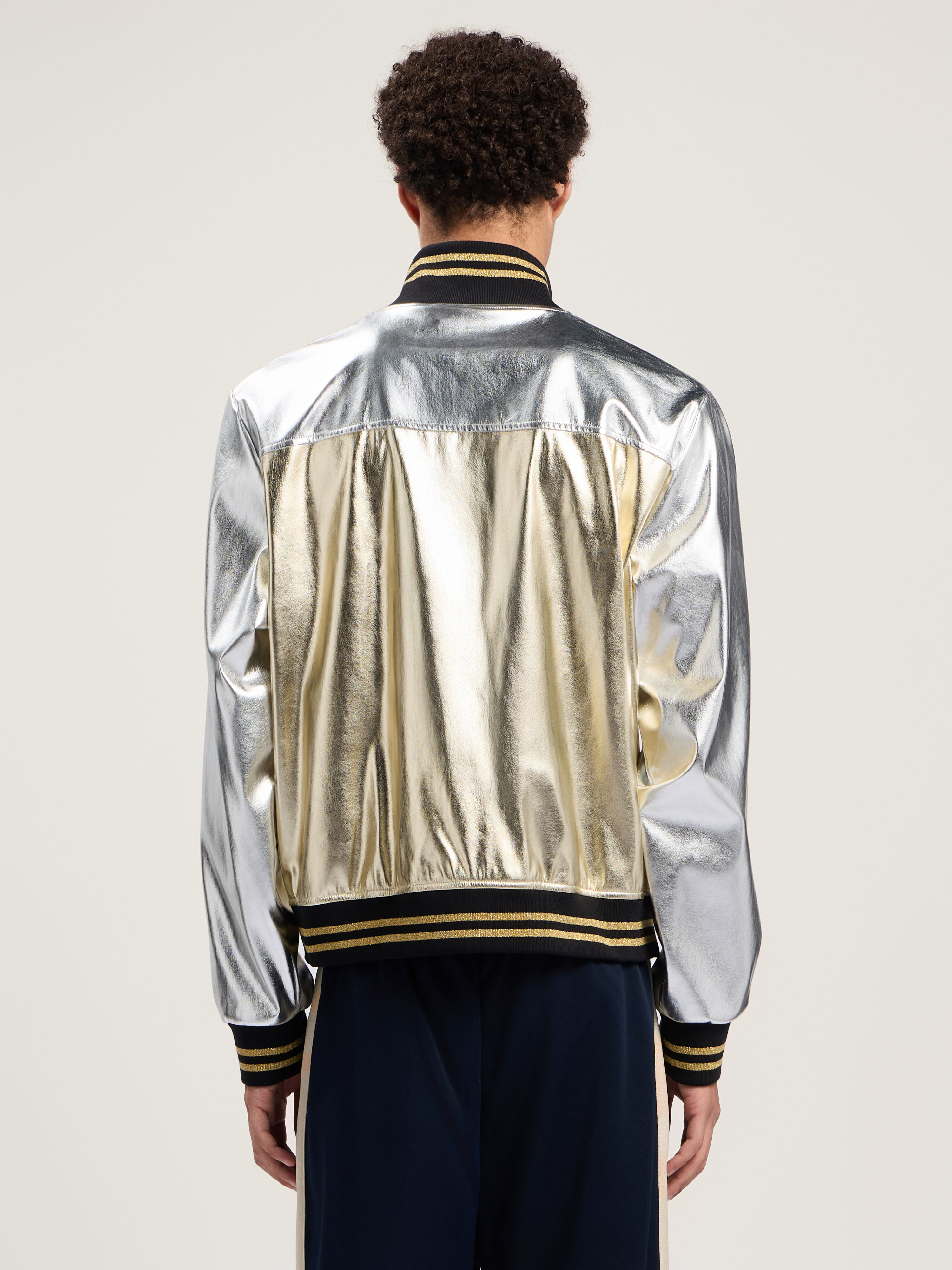 PALM ANGELS Laminated Coated Track Jacket SILVER - GOLD PMJA046F25FAB001