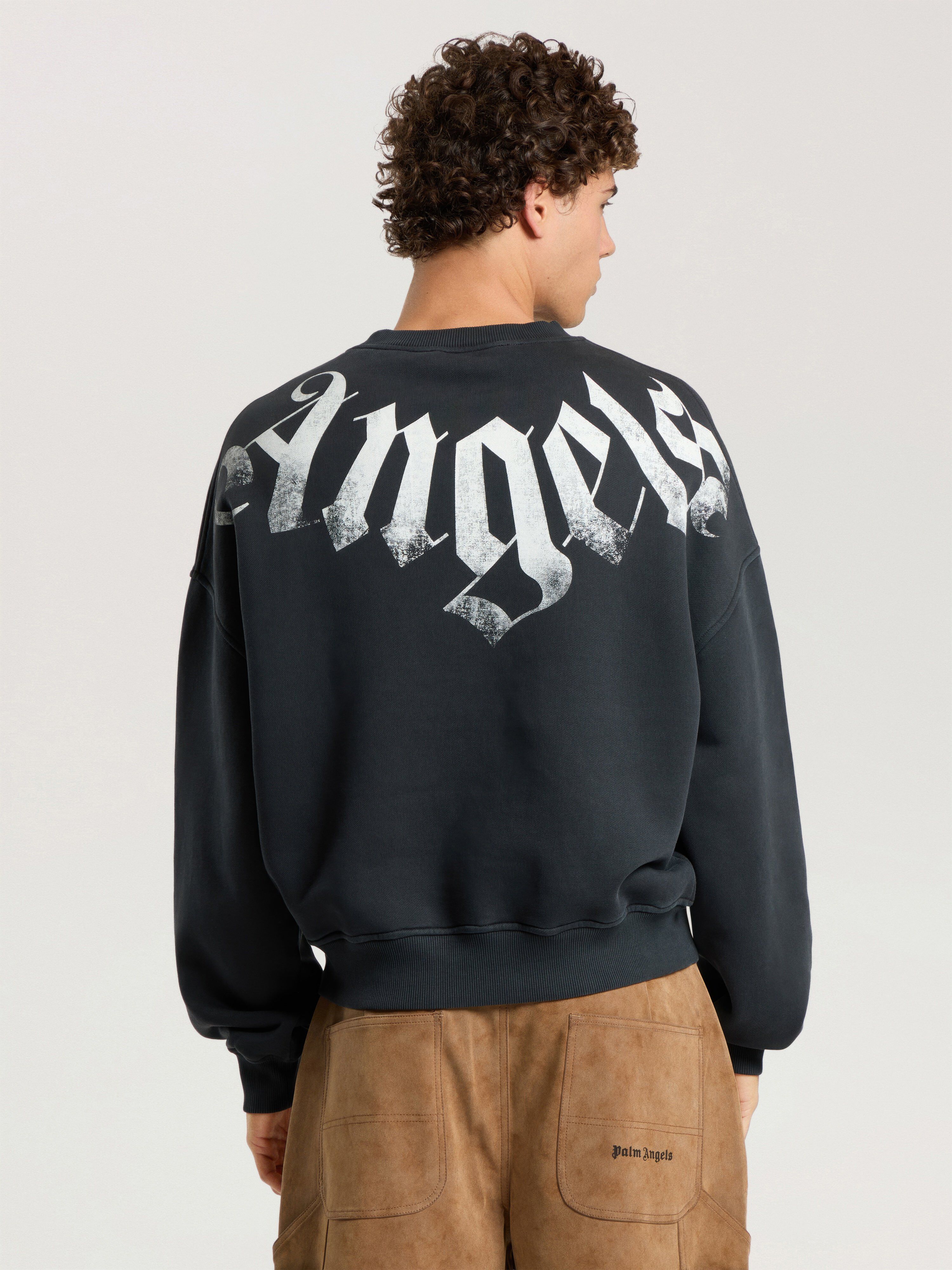 Big Neck Logo Loose Sweatshirt PALM ANGELS Big Neck Logo Loose Sweatshirt BLACK - OFF WHITE PAMBA04F26FL01