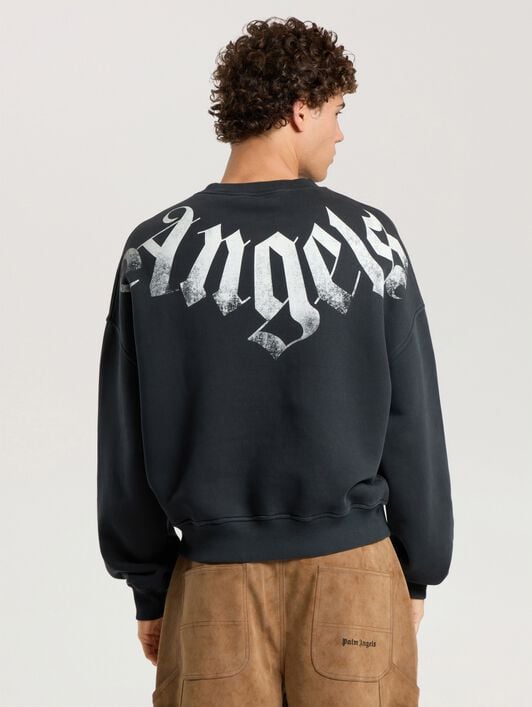 Big Neck Logo Loose Sweatshirt PALM ANGELS Big Neck Logo Loose Sweatshirt BLACK - OFF WHITE PAMBA04F26FL01