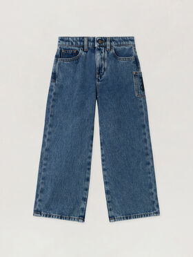 PALM ANGELS Pa Pocket Wide Leg Denim Pant LIGHT BLUE - BLUE PGYA008F25DEN001