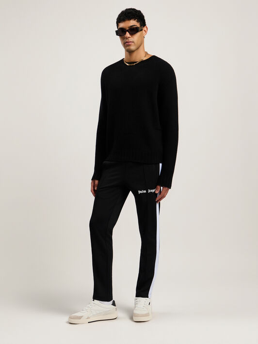 PALM ANGELS Slim Track Pants BLACK WHITE PMCJ005C99FAB001
