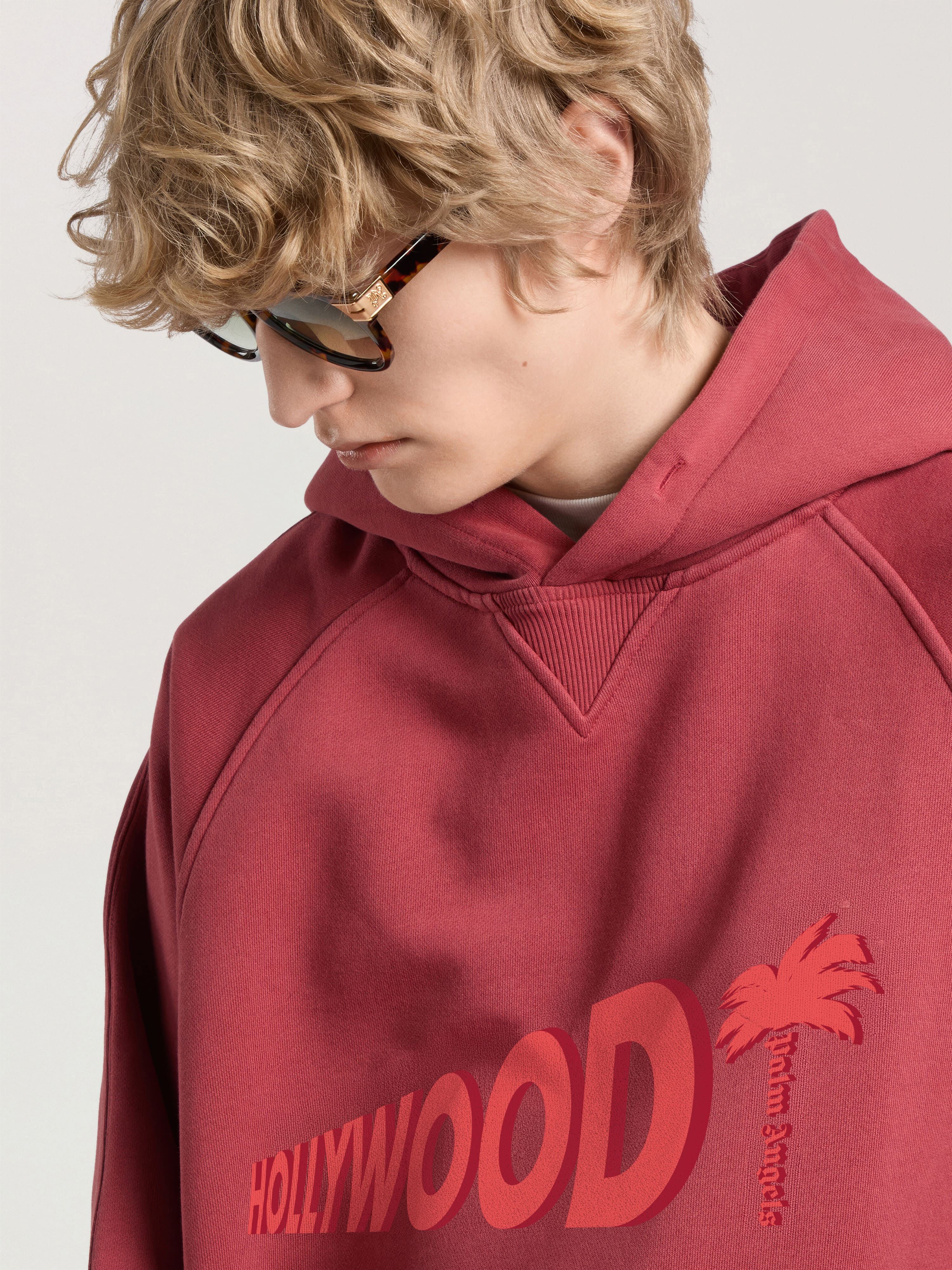 Sunset Blvd Palm Loose Hoodie PALM ANGELS Sunset Blvd Palm Loose Hoodie BRICK RED - RED PAMBB04W26FL02