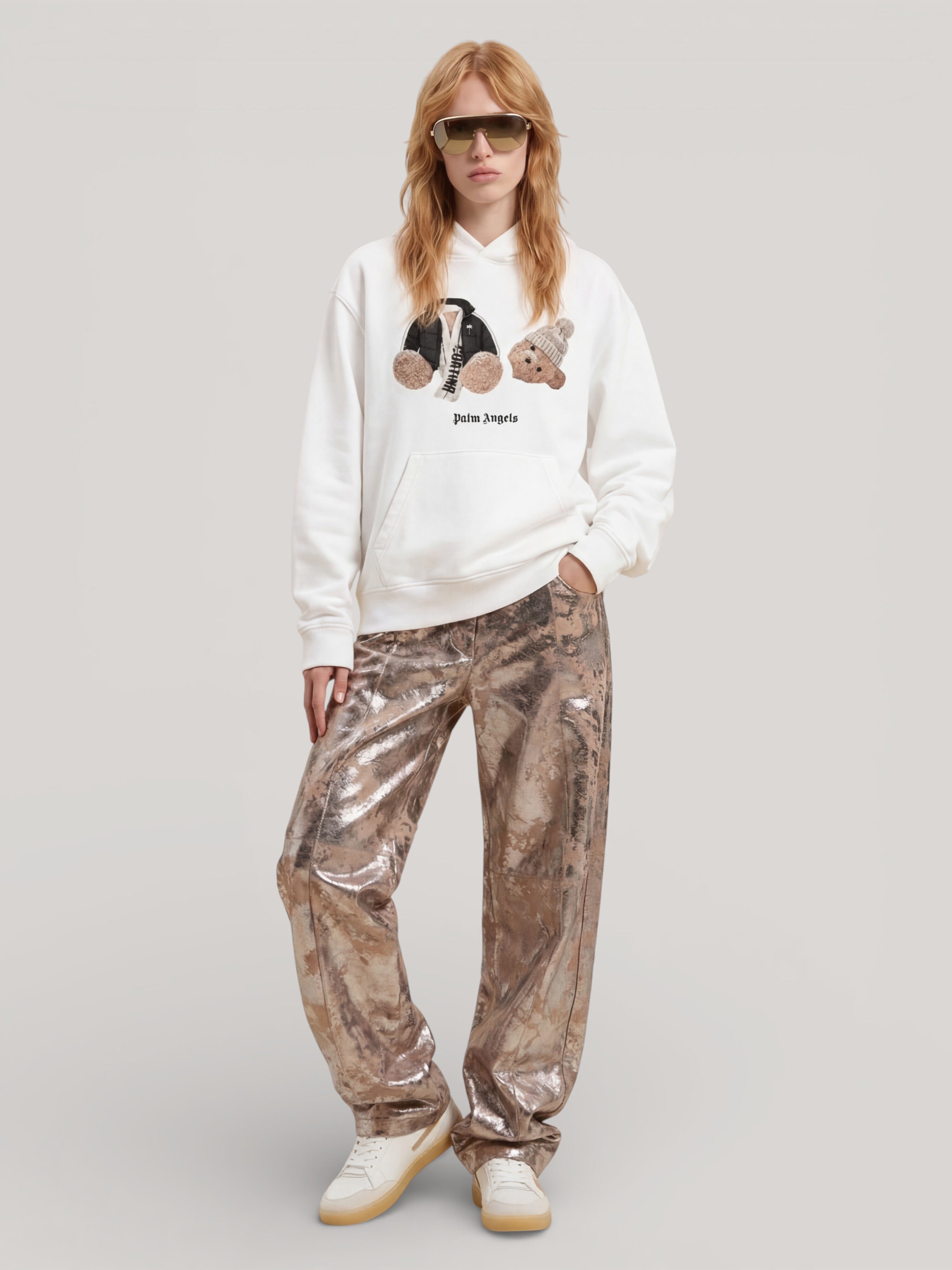 PALM ANGELS Broken Bear Milano Cortina Hoodie WHITE PAMBB010FL001