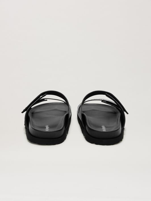 PALM ANGELS  Sandalen mit Logo BLACK - WHITE PMIH01AS25LEA001
