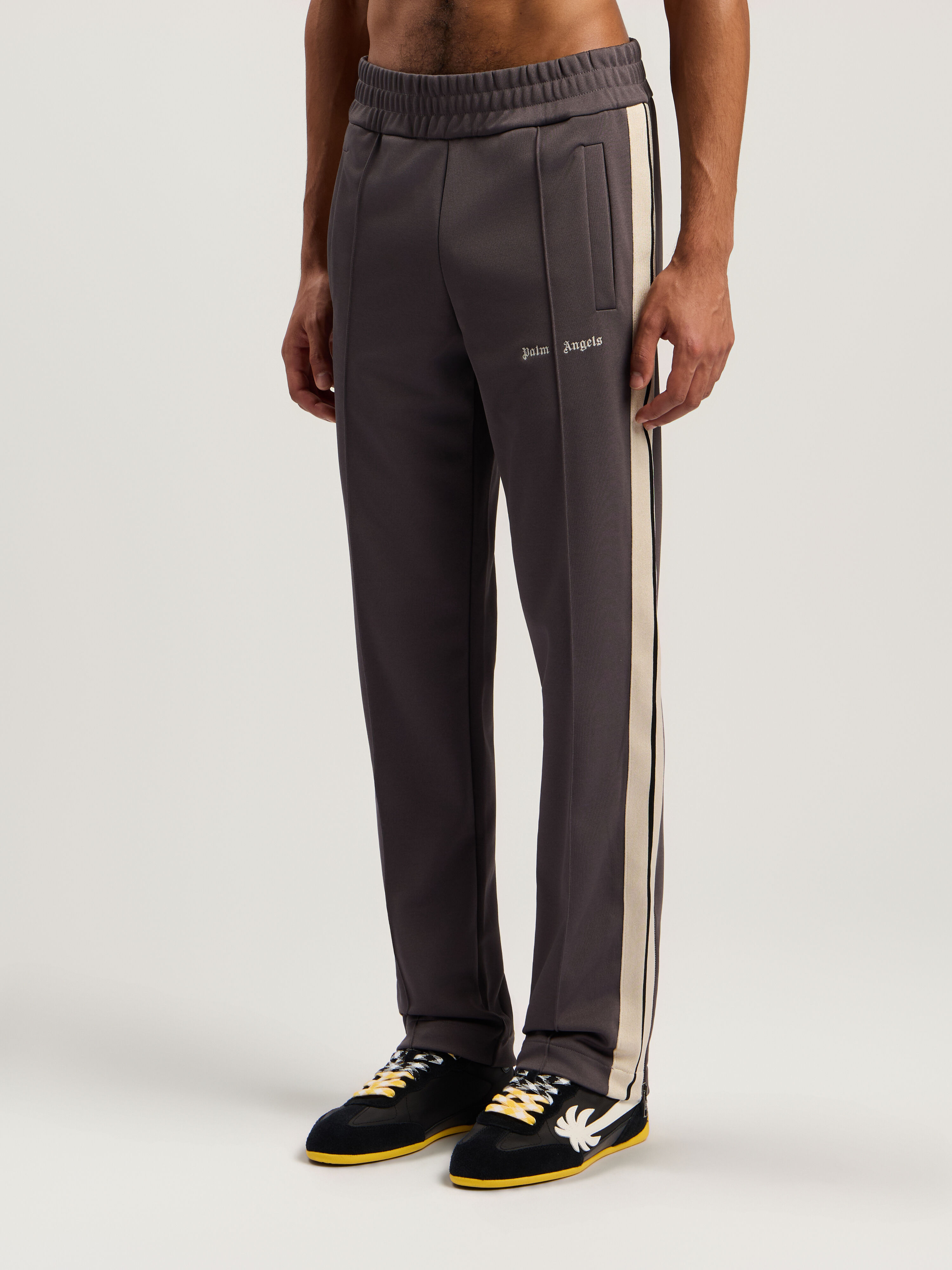 PALM ANGELS Classic Logo Track Pants DARK GREY - OFF WHITE PMCJ020F25FAB003