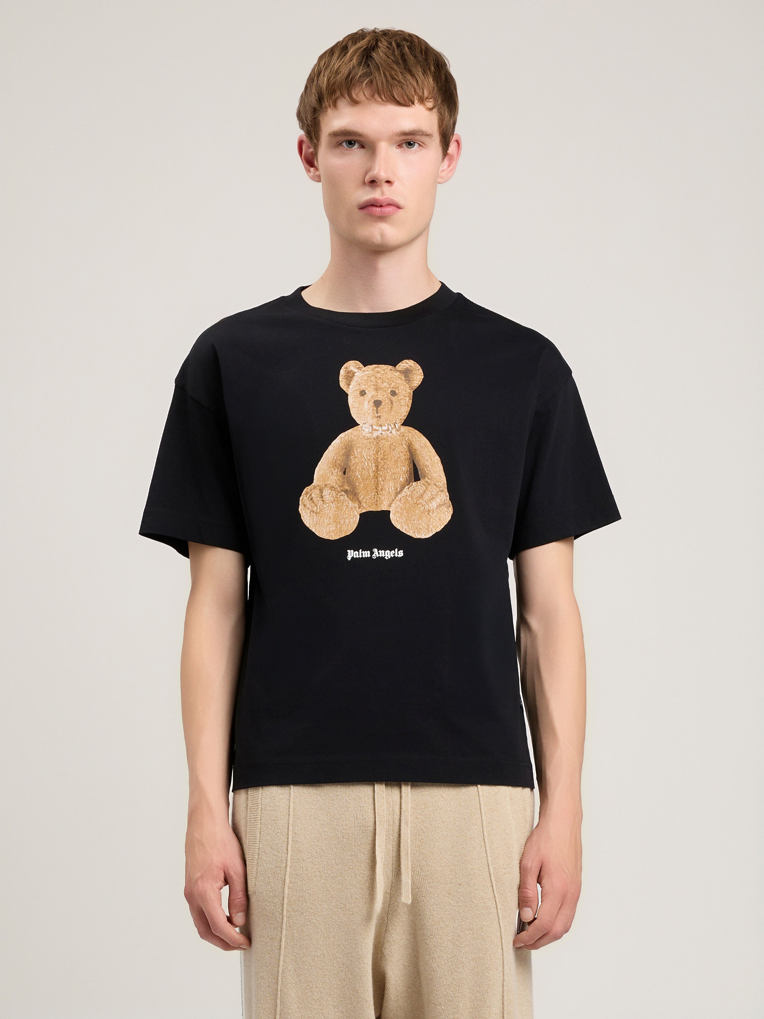 PALM ANGELS Bear T-Shirt BLACK BROWN PMAA109S26JER00A