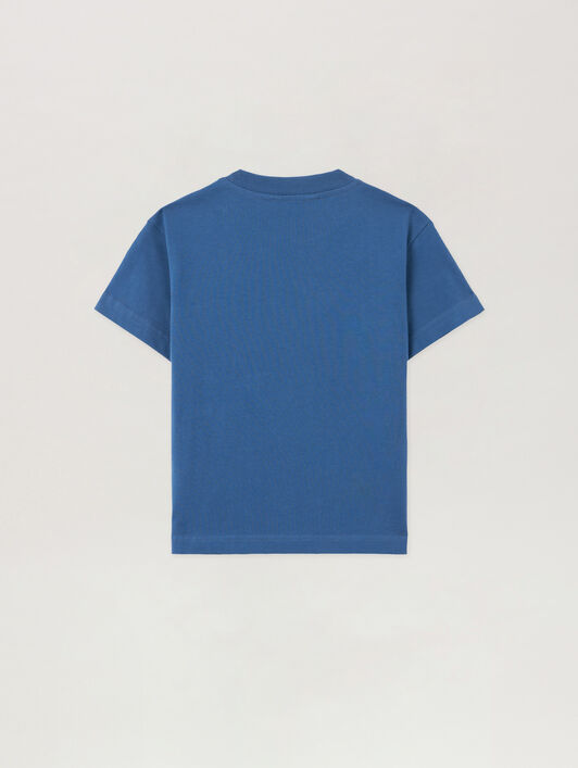 PALM ANGELS Logo. T-Shirt BLU/BLUE PBAA003S26JER002