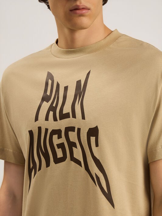 Palm Distorted Regular T-Shirt PALM ANGELS Palm Distorted Regular T-Shirt KAKI - BROWN PAMAA01F26JR16