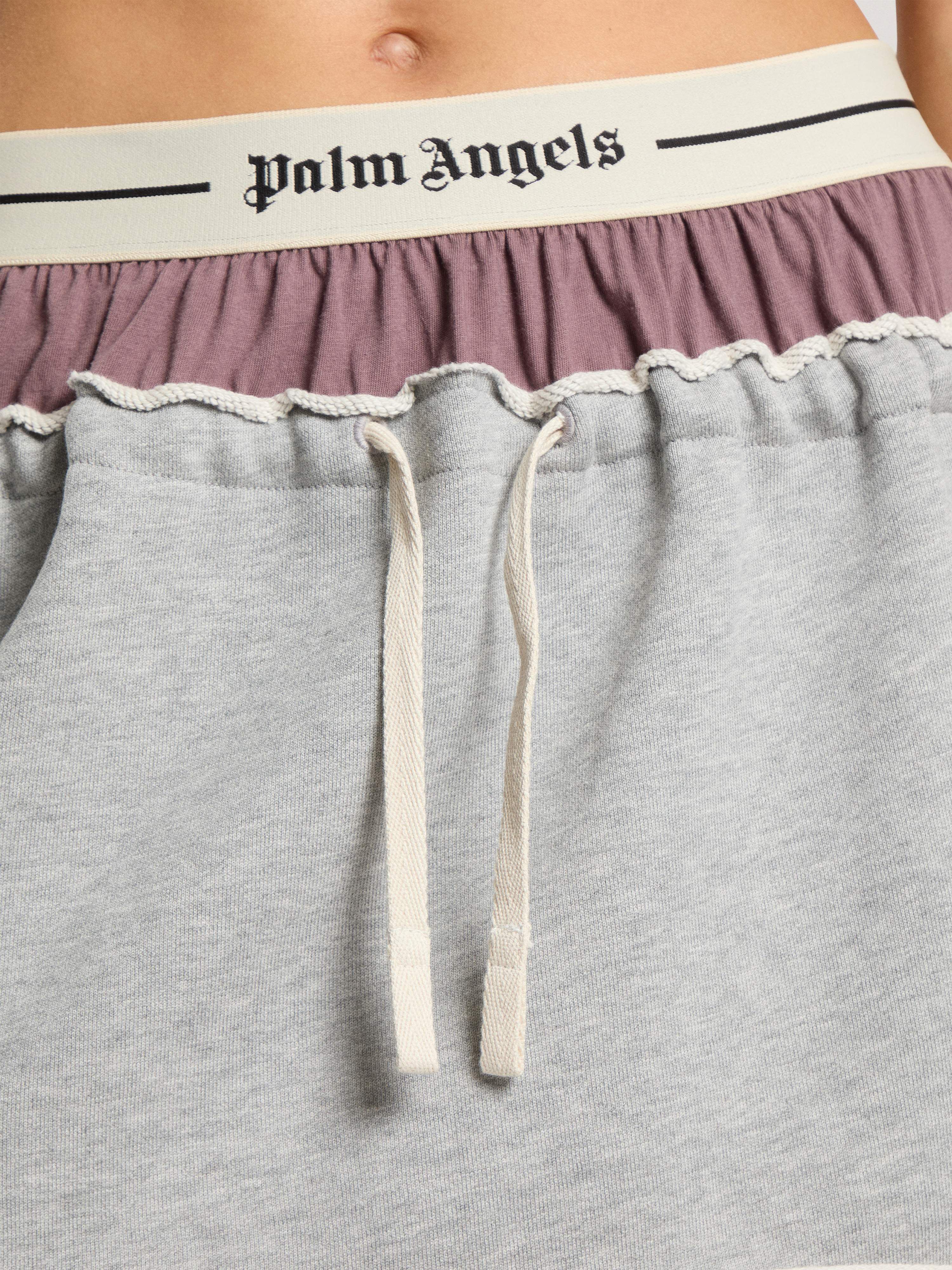 Classic Logo Double-Layered Skirt PALM ANGELS Classic Logo Double-Layered Skirt GREY MELANGE - MAUVE PAWCZ01F26FL01