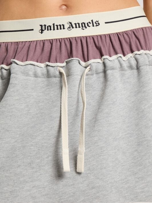 Classic Logo Double-Layered Skirt PALM ANGELS Classic Logo Double-Layered Skirt GREY MELANGE - MAUVE PAWCZ01F26FL01