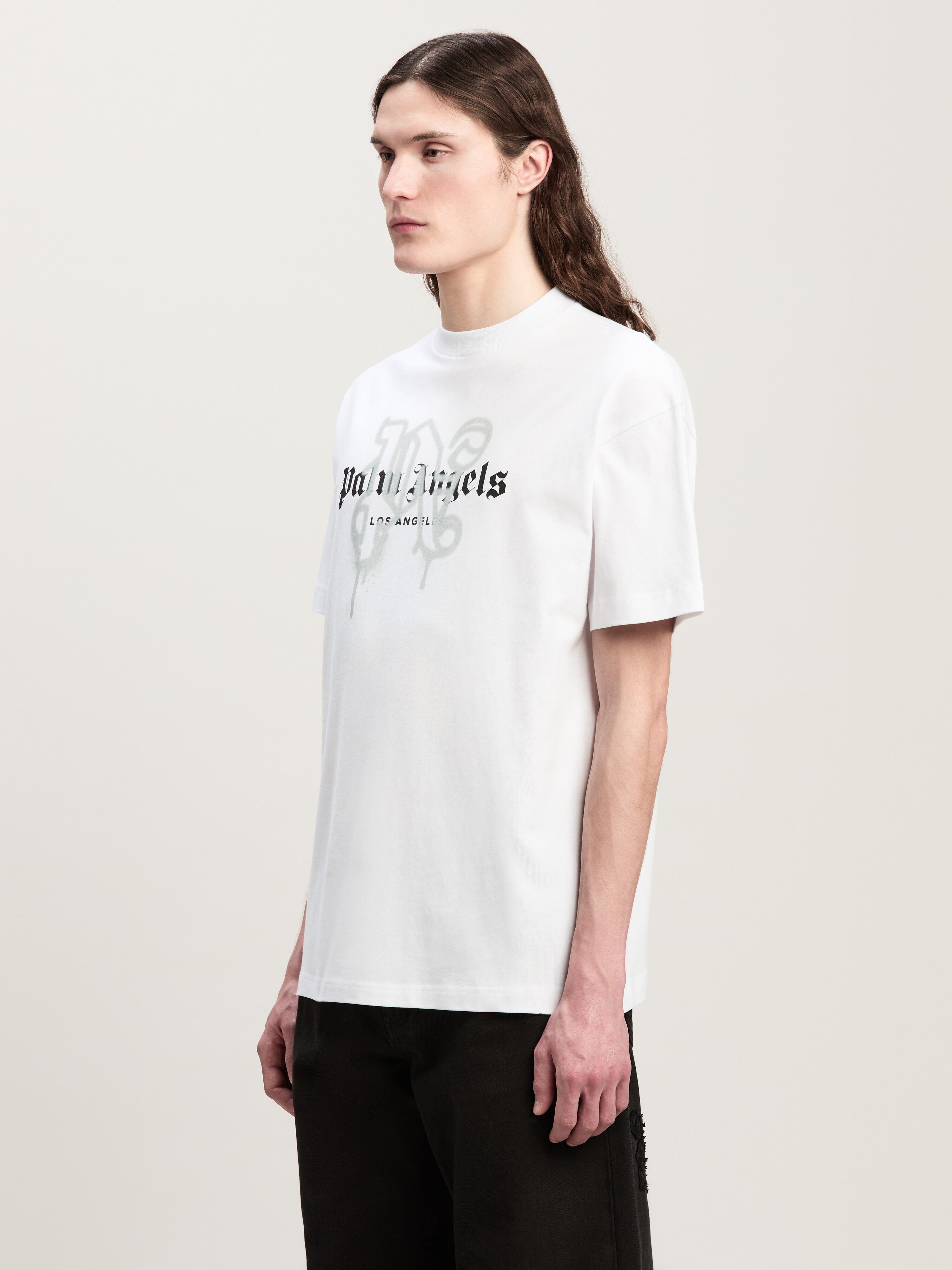 PALM ANGELS Monogram Spray City T-Shirt Los Angels WEIß PMAA001C99JER025