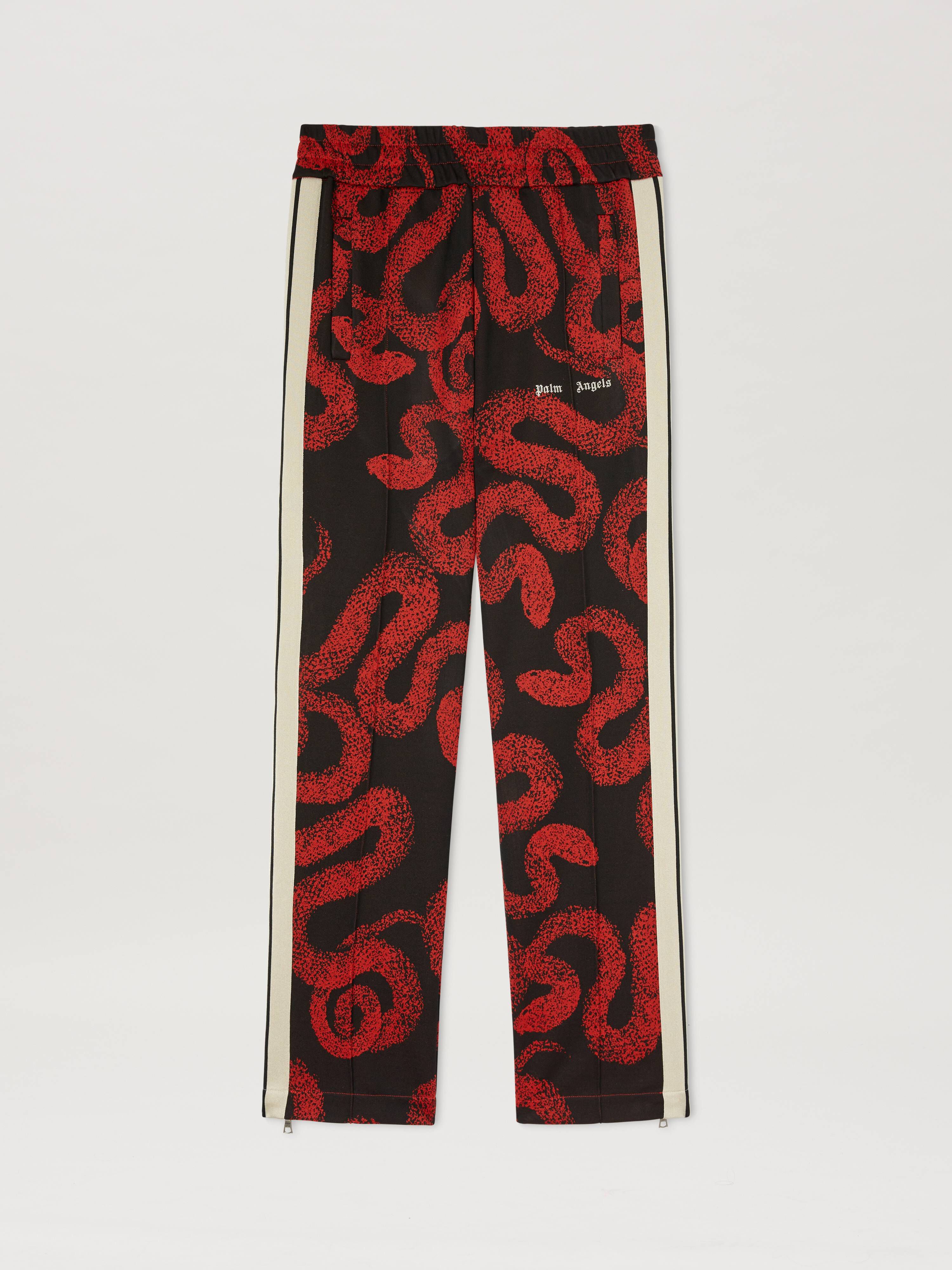 PALM ANGELS  Lunar New Year Snake Track Pants RED - BLACK PMCJ020G25FAB001