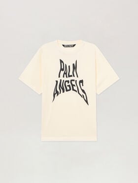 Palm Distorted Regular T-Shirt PALM ANGELS Palm Distorted Regular T-Shirt OFF WHITE - BLACK PAMAA01F26JR16