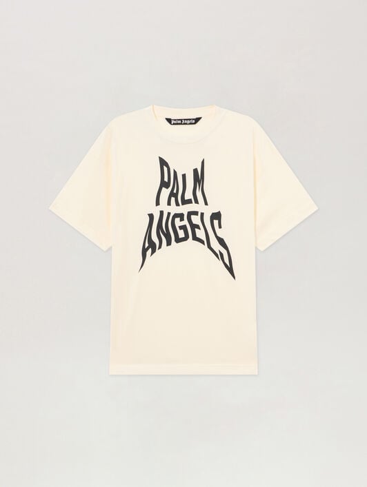 Palm Distorted Regular T-Shirt PALM ANGELS Palm Distorted Regular T-Shirt OFF WHITE - BLACK PAMAA01F26JR16