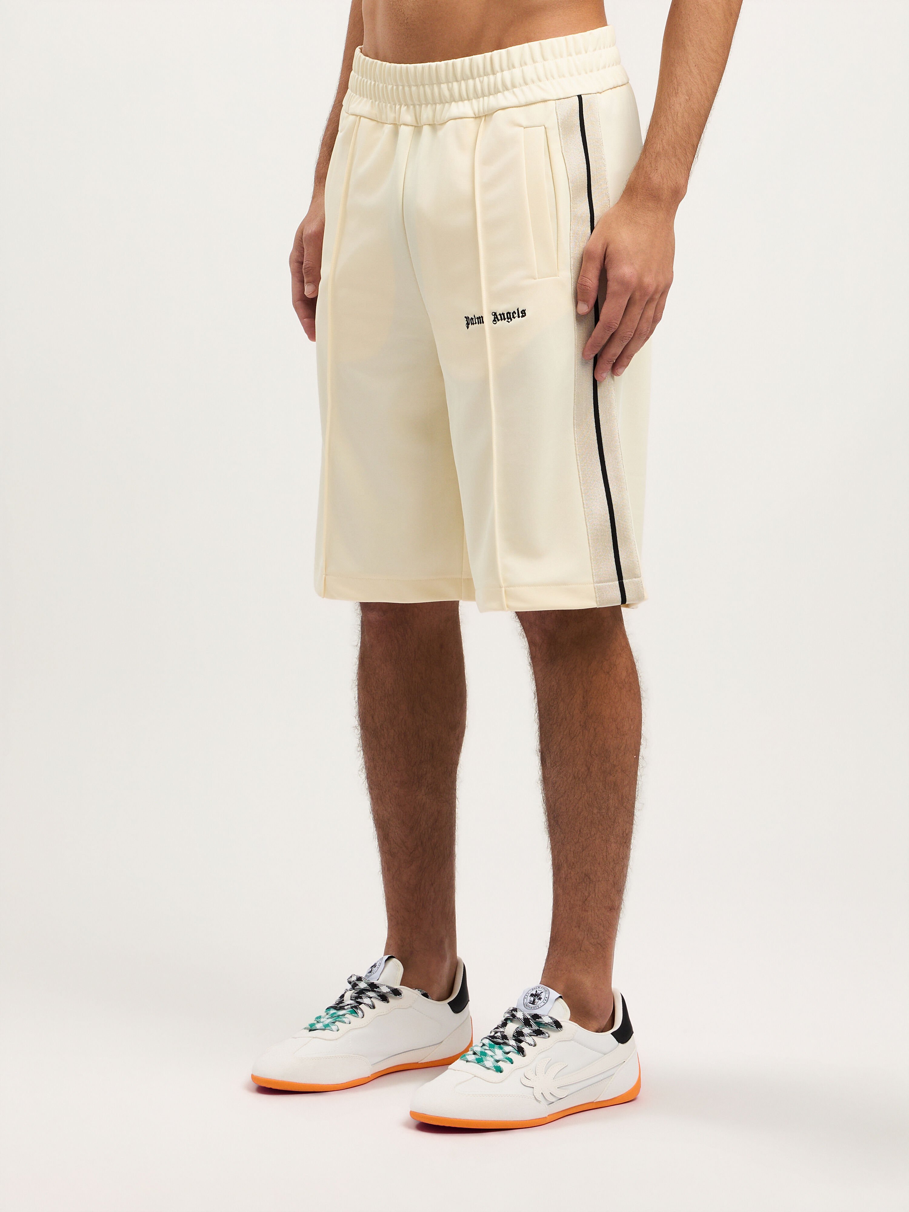 Classic Logo Track Shorts in IVORY BLACK for Men | Palm Angels®