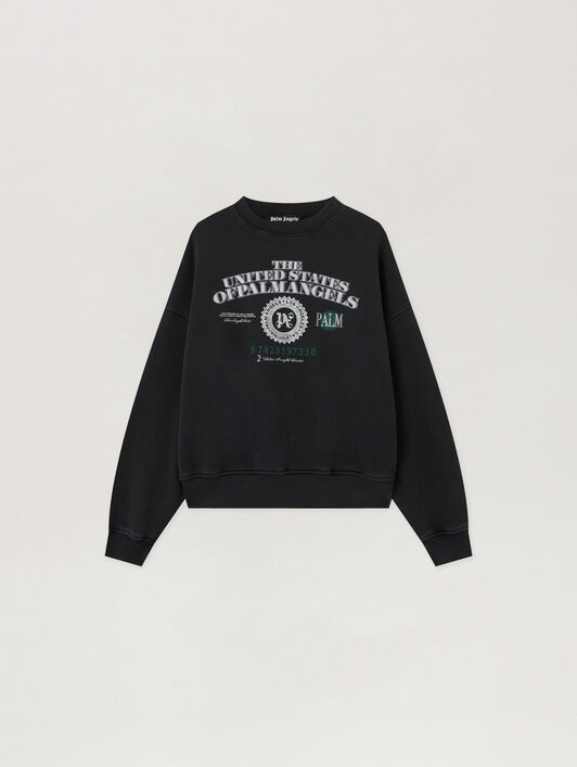 Dollar Loose Crew Sweatshirt PALM ANGELS Dollar Loose Crew Sweatshirt VINTAGE BLACK - LIGHT GREY PMBA08JF25FLE002