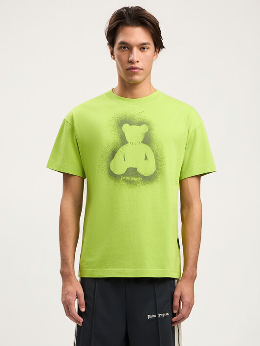 PALM ANGELS Spray Bear T-Shirt LIME MILITARY GREEN PMAA109S26JER001