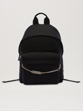 PALM ANGELS  Metallic Logo Plate Backpack BLACK/PEARL PMNA07BS25FAB001