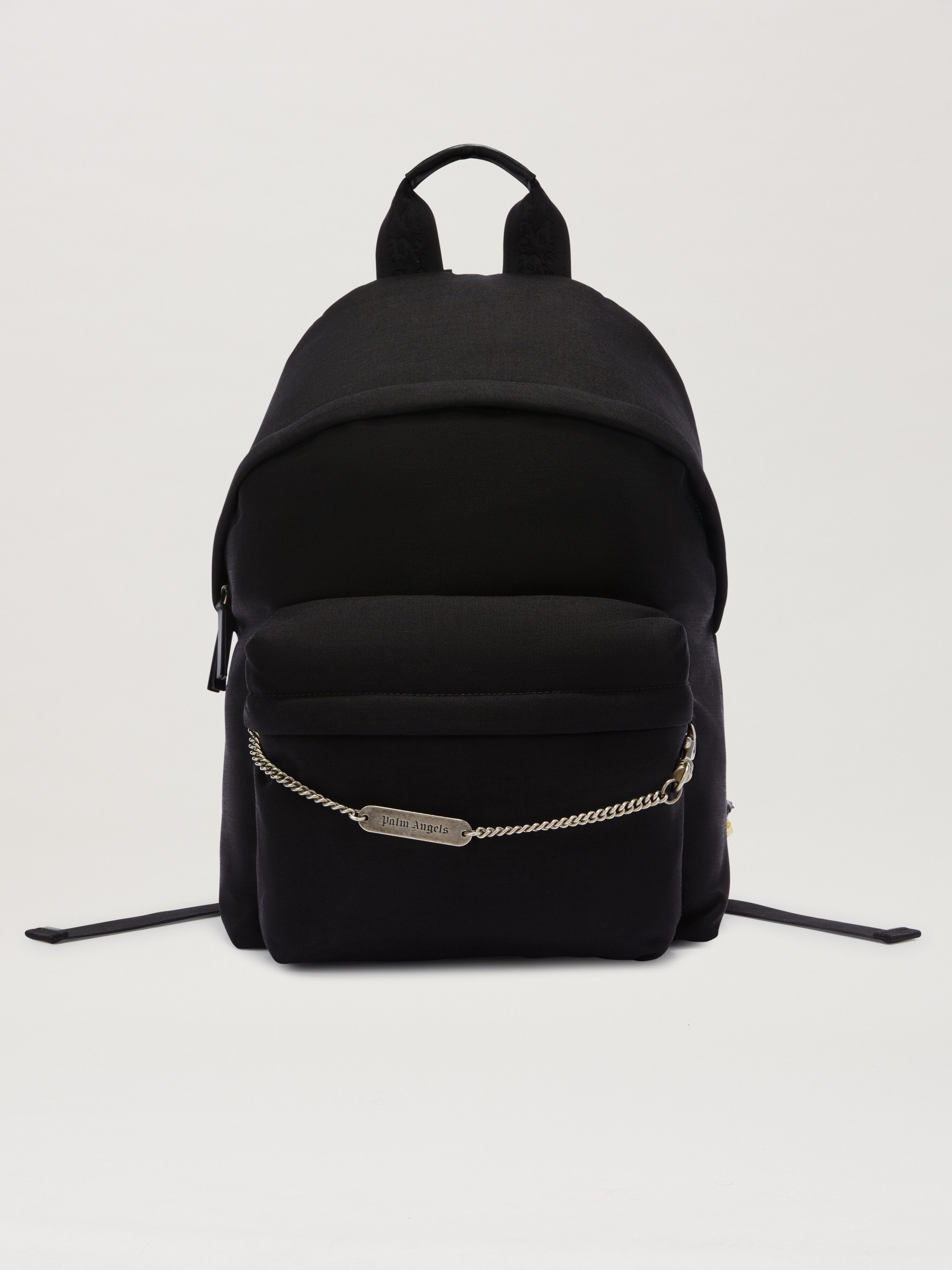 PALM ANGELS  Metallic Logo Plate Backpack BLACK PMNB026S25FAB001