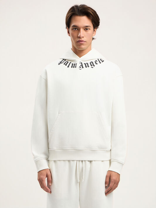 PALM ANGELS Neck Logo Hoodie OFF WHITE BLACK PMBB17DS26FLE007