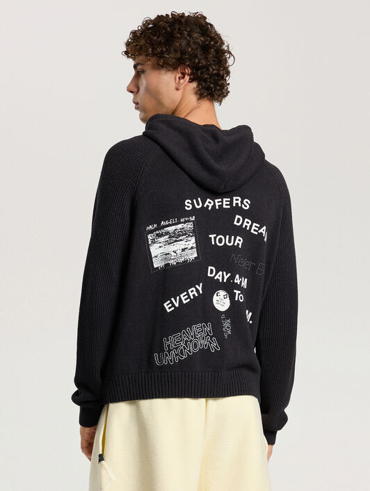 Surfer Dreams Knit Zip-Up Hoodie PALM ANGELS Surfer Dreams Knit Zip-Up Hoodie BLACK - OFF WHITE PAMHU03F26KN01