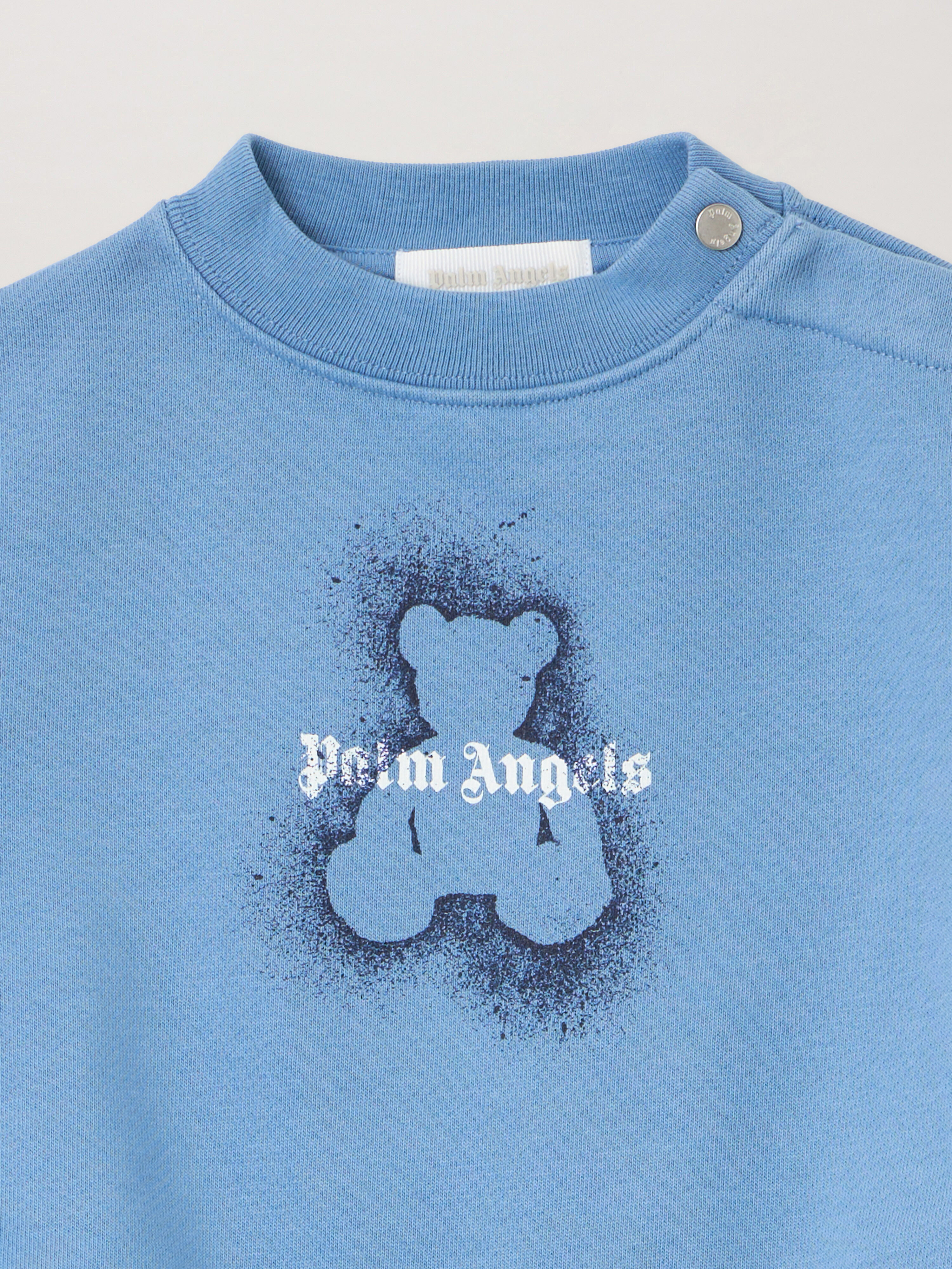 PALM ANGELS Pa Spray Bear Crewneck DUSTY BLUE - NAVY BLUE PBXC001F25FLE003