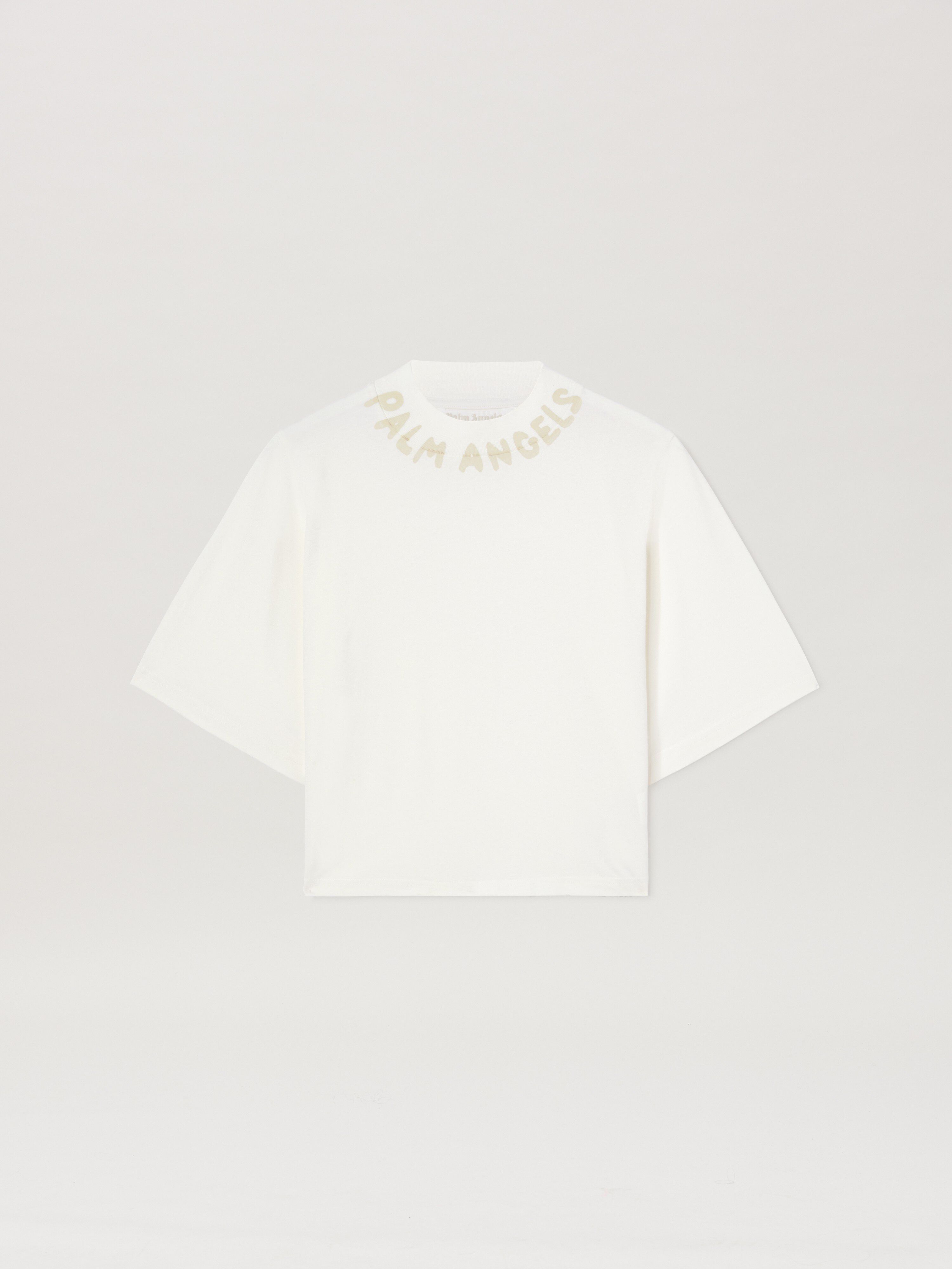 PALM ANGELS  Block logo cropped T-shirt OFF WHITE - IVORY PWAA020S25JER003