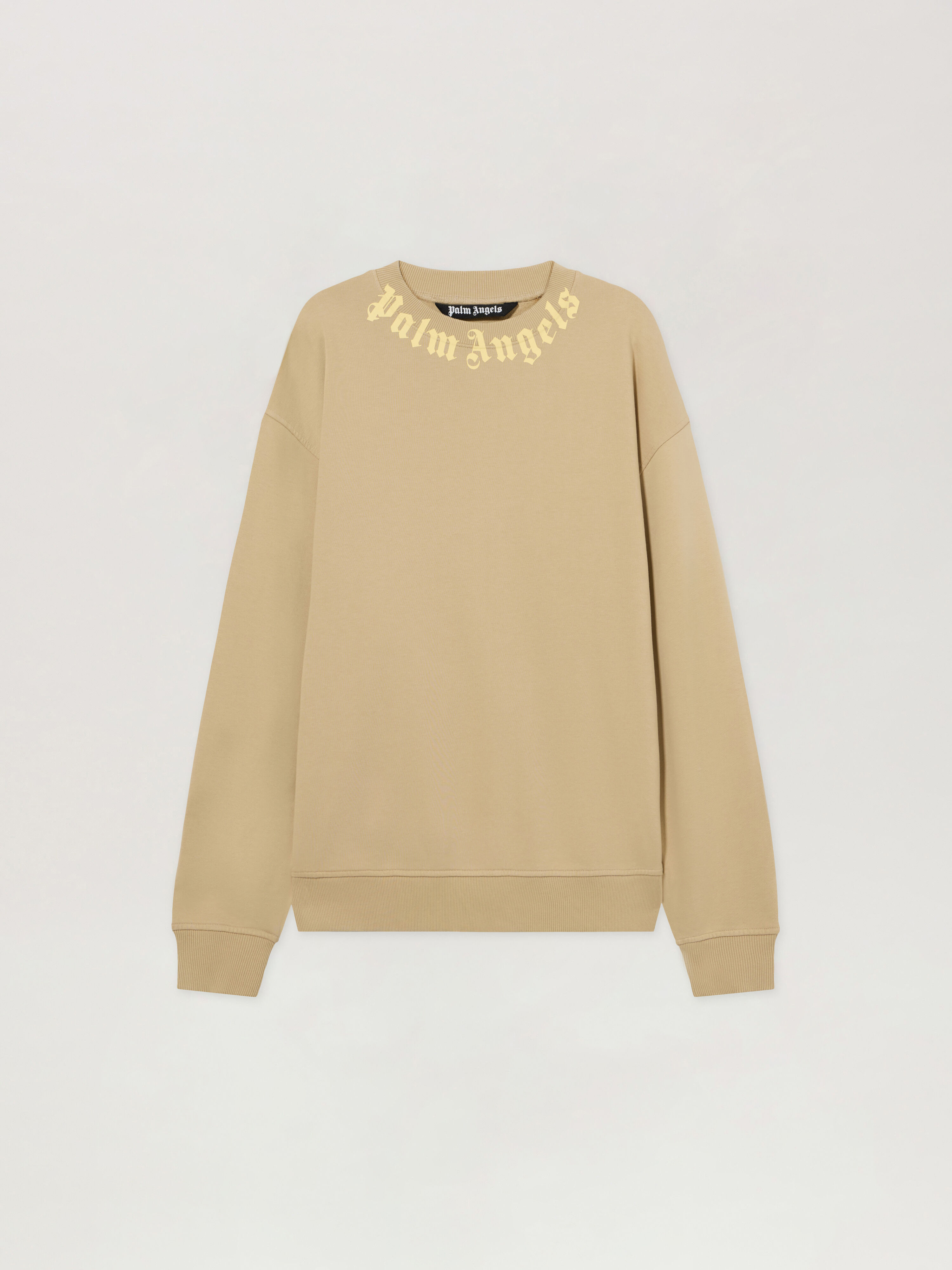 Felpa Neck Logo Regular PALM ANGELS Felpa Neck Logo Regular KAKI - LIGHT YELLOW PAMBA03F26FL01