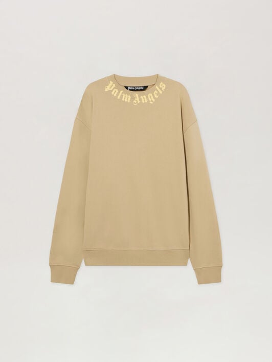 Felpa Neck Logo Regular PALM ANGELS Felpa Neck Logo Regular KAKI - LIGHT YELLOW PAMBA03F26FL01