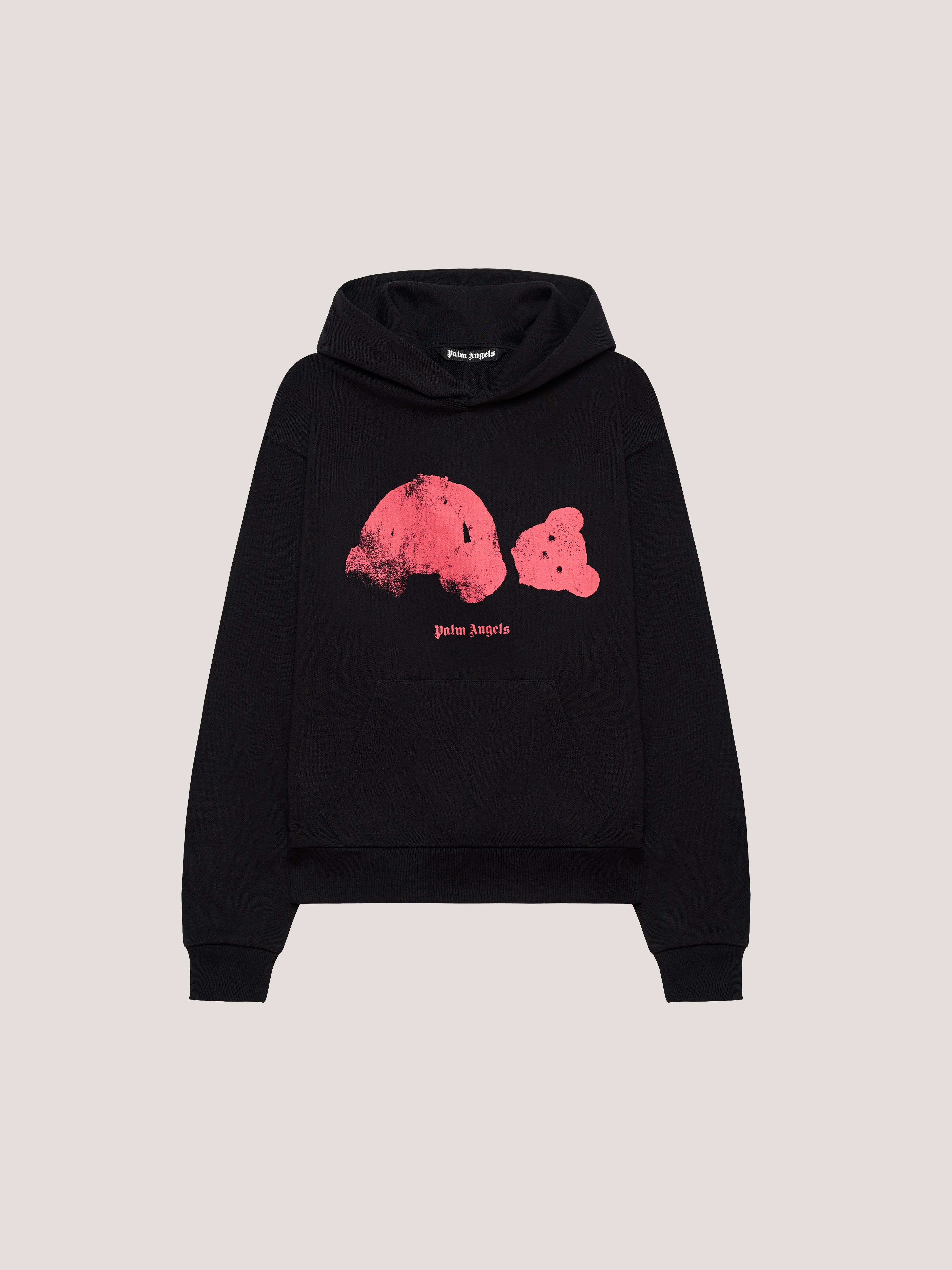 Spray Broken Bear Hoodie in Black/Pink for Men | Palm Angels®