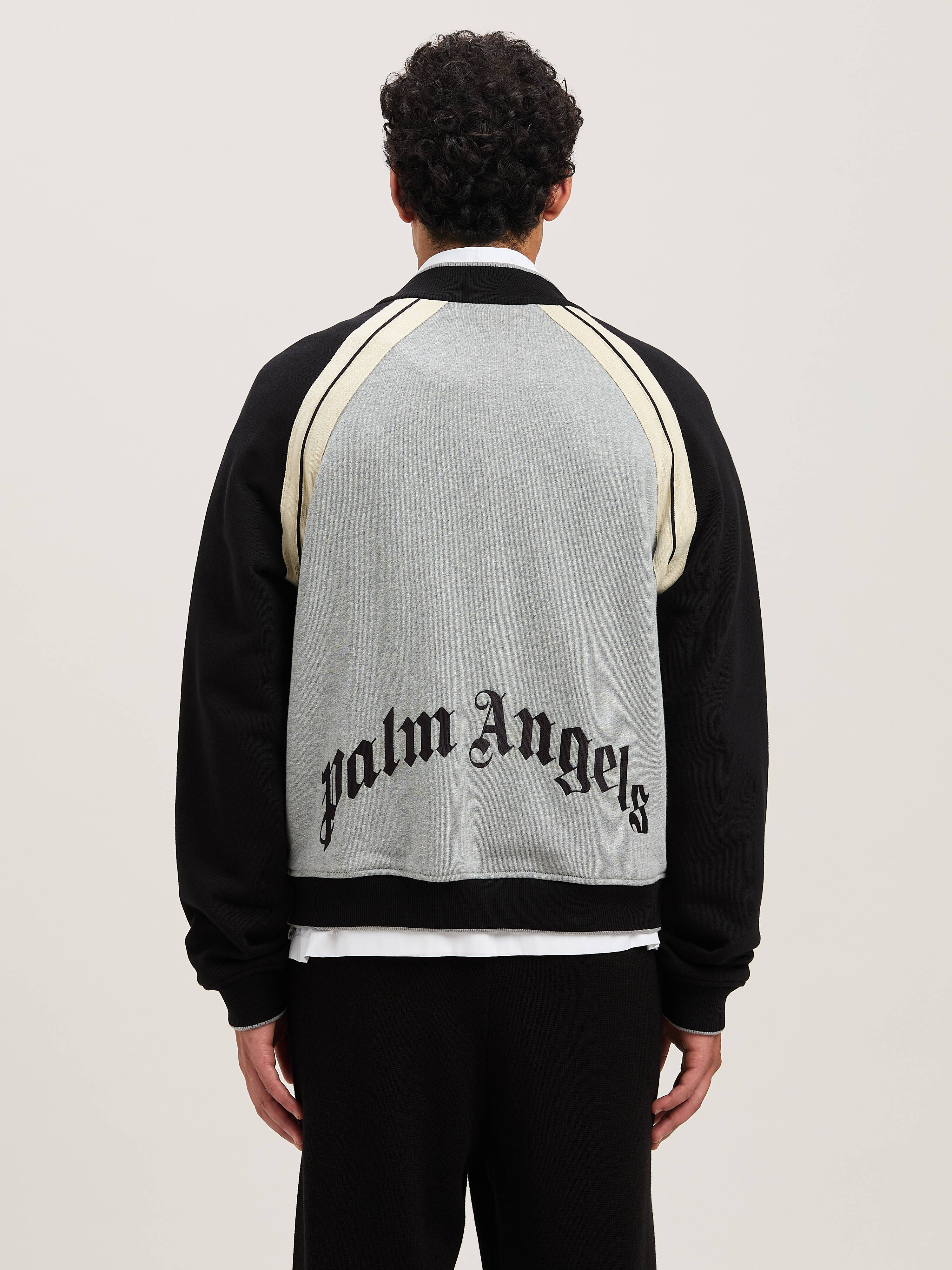 PALM ANGELS  Curved Logo Varsity Jacket GREY MELANGE - BLACK PMEK010S25FAB001