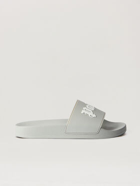 PALM ANGELS Big Logo Sliders GREY WHITE PMIC018S26MAT003