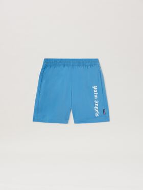 PALM ANGELS  Badeshorts mit Logo DUSTY BLUE - OFF WHITE PBFD003C99FAB001
