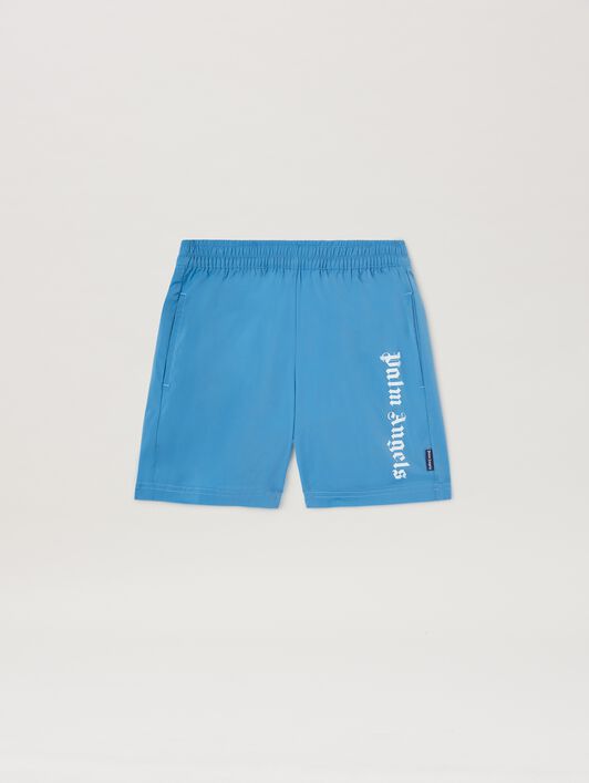 PALM ANGELS  Badeshorts mit Logo DUSTY BLUE - OFF WHITE PBFD003C99FAB001