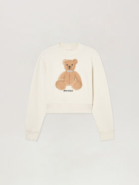PALM ANGELS Bear Fitted Crew OFF WHITE BROWN PWBA016S26FLE006