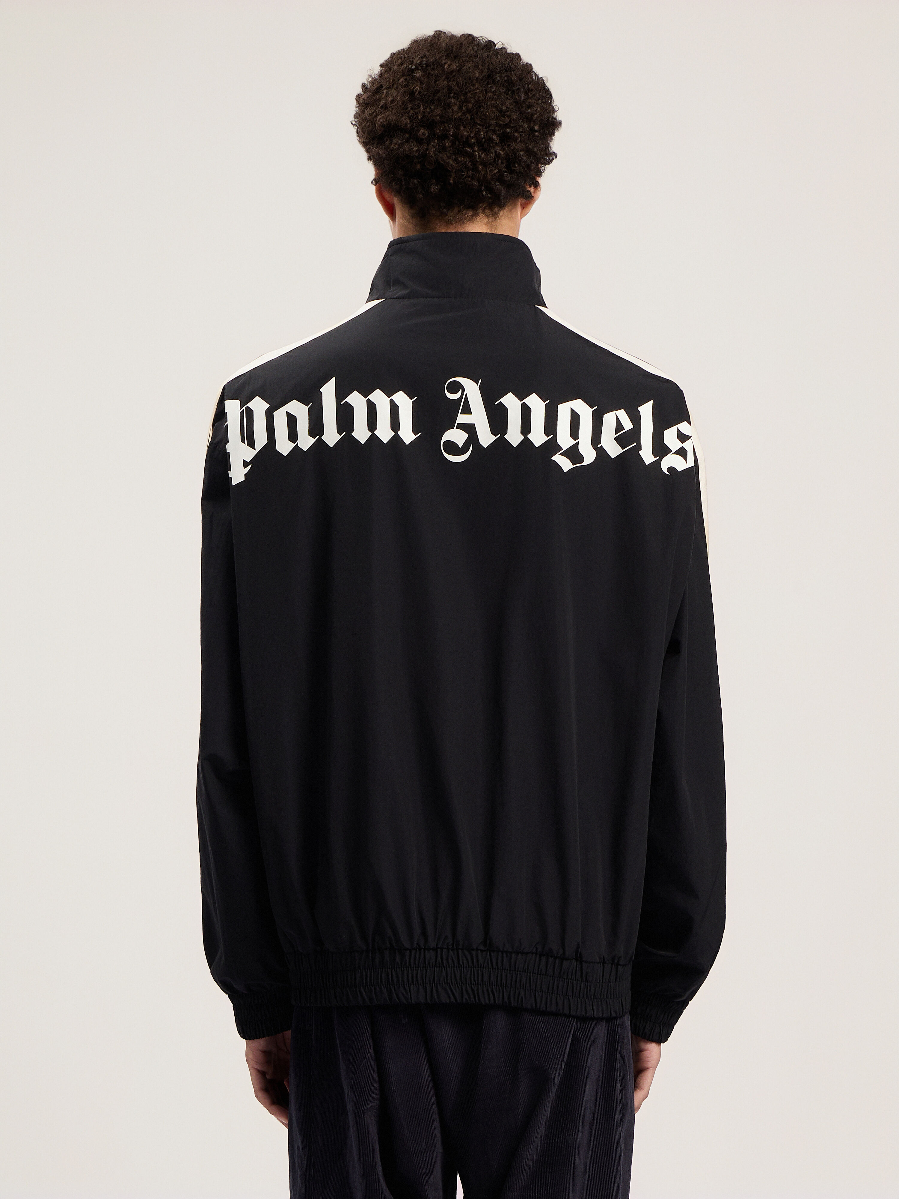 PALM ANGELS Classic Logo Trk Windbreaker BLACK - OFF WHITE PMEB029F25FAB001