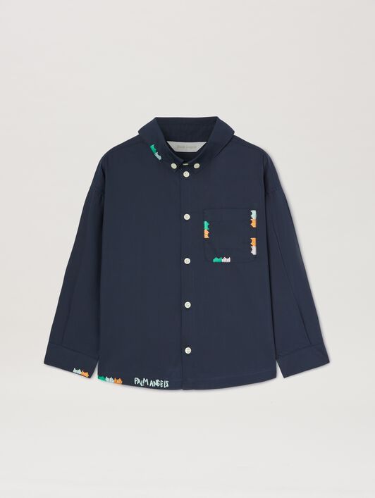 PALM ANGELS  Multicolored embroidered long sleeves shirt BLUE - MULTICOLOR PBGE005S25FAB001