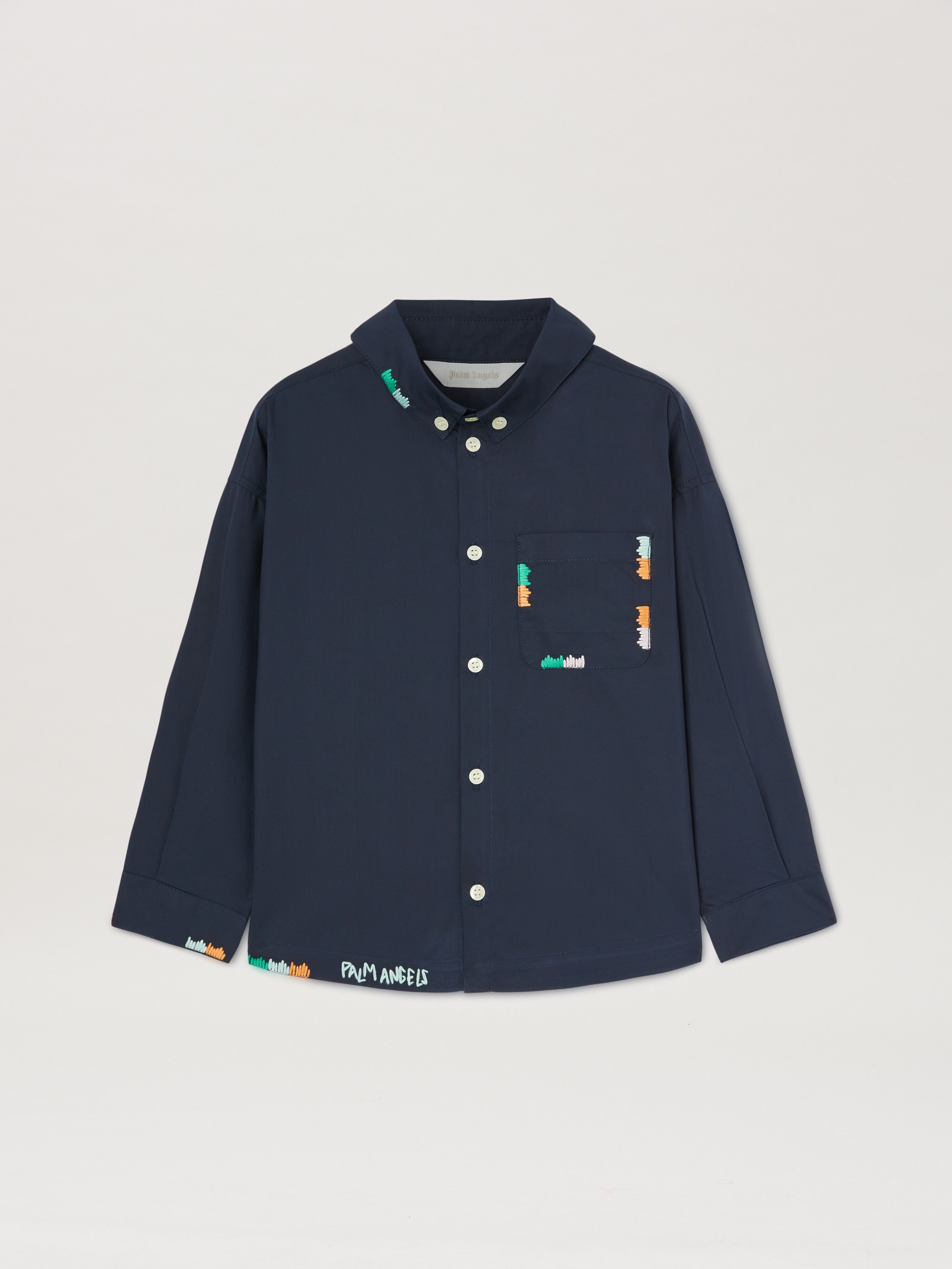 PALM ANGELS  Multicolored embroidered long sleeves shirt BLUE - MULTICOLOR PBGE005S25FAB001