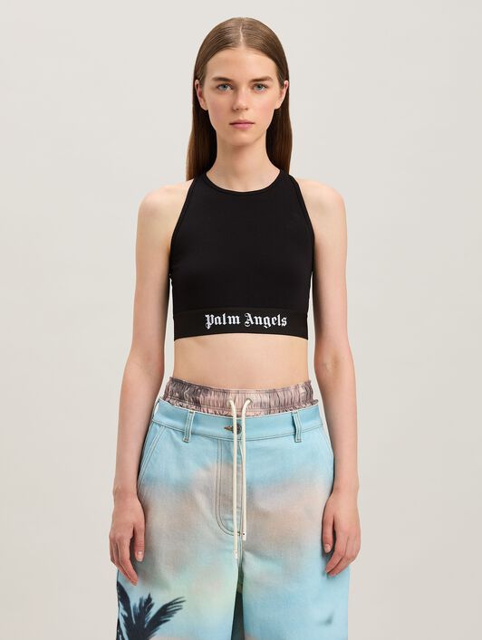 PALM ANGELS Logo Tape American Bra BLACK - BLACK PWUE003C99FAB002