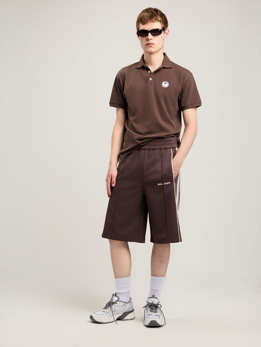 PALM ANGELS Classic Logo Vintage Track Shorts BROWN OFF WHITE PMCL00CS26FAB001