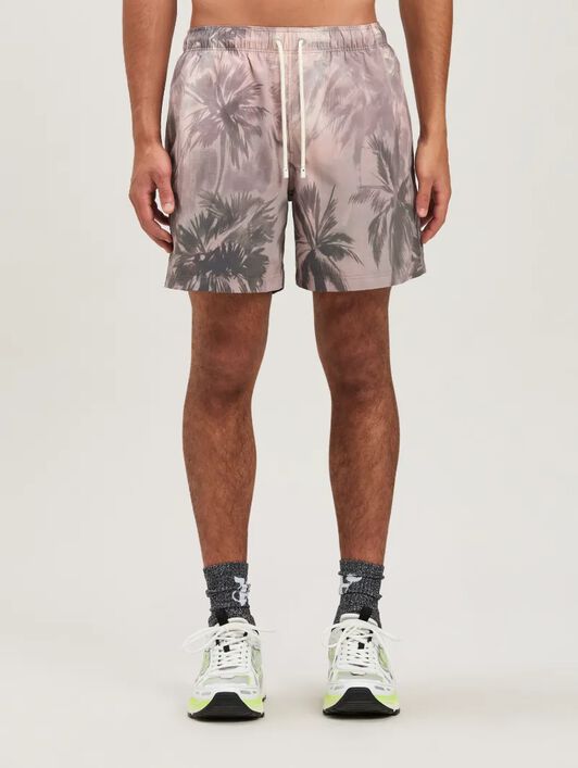 SUNSET PALMS SWIMSHORTS PALM ANGELS SUNSET PALMS SWIMSHORTS BEIGE - BLACK PMFD012S25FAB002