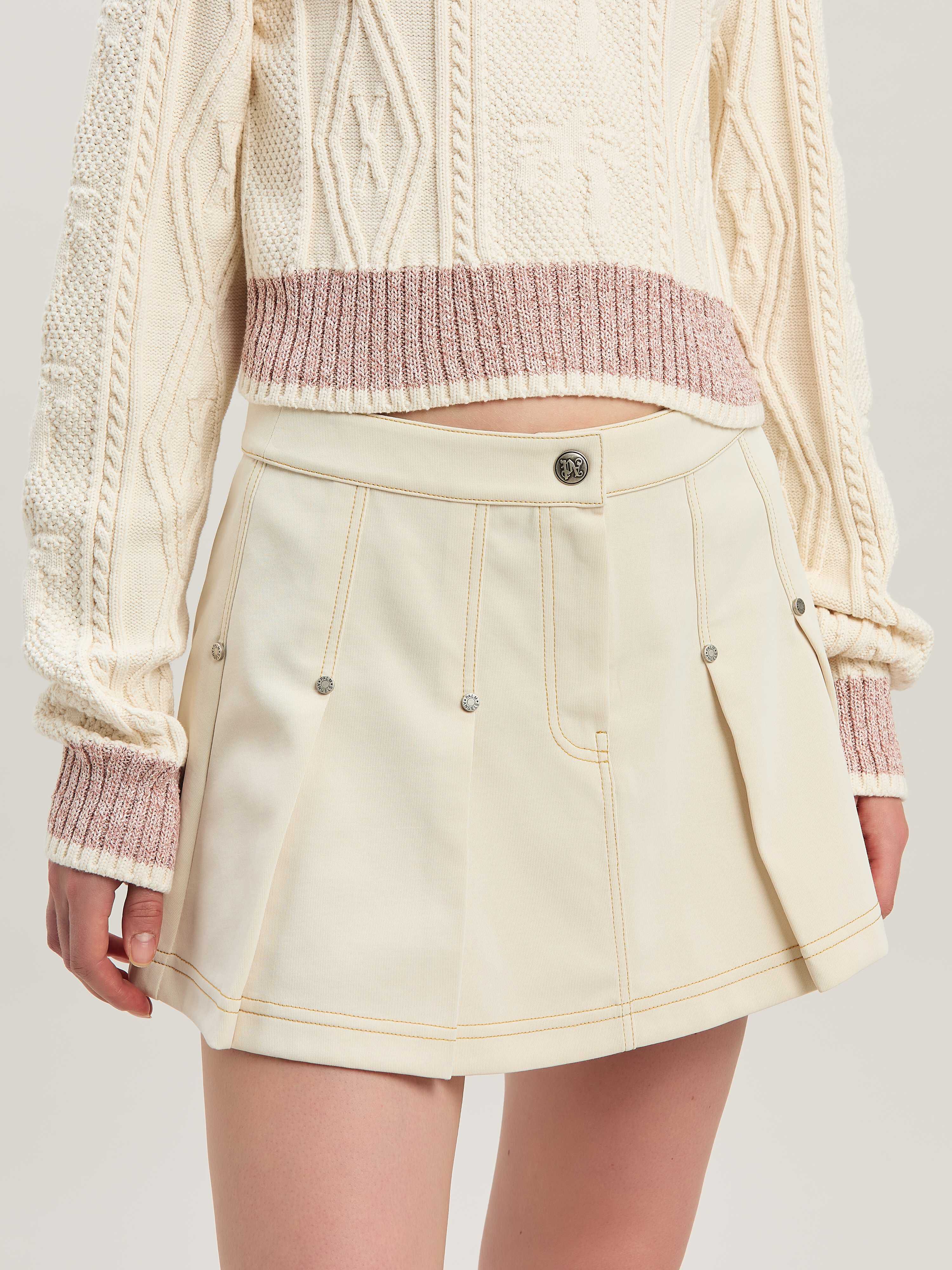 PALM ANGELS  Pleated Mini Skirt AVORIO - AVORIO PWCC085S25FAB001