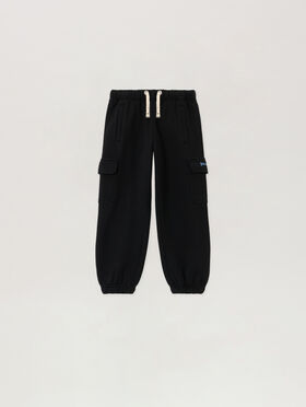 PALM ANGELS Cargo Sweatpant BLACK - LIGHT BLUE PBCH016F25FLE001