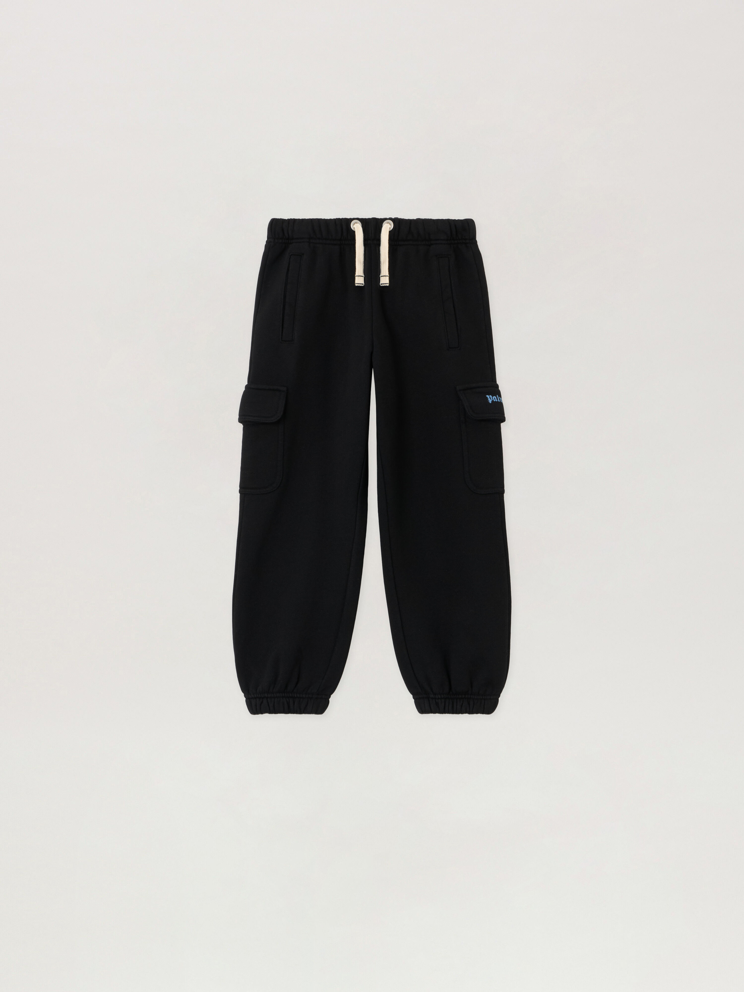 PALM ANGELS Cargo Sweatpant BLACK - LIGHT BLUE PBCH016F25FLE001