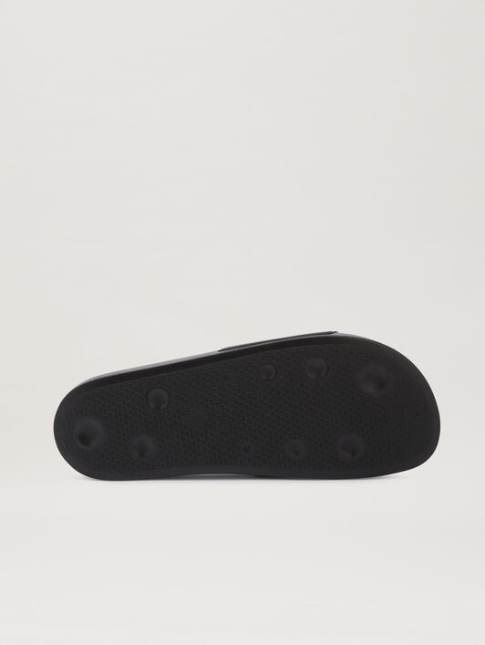 PALM ANGELS Logo Pool Slider BLACK - WHITE PMIC010C99MAT001
