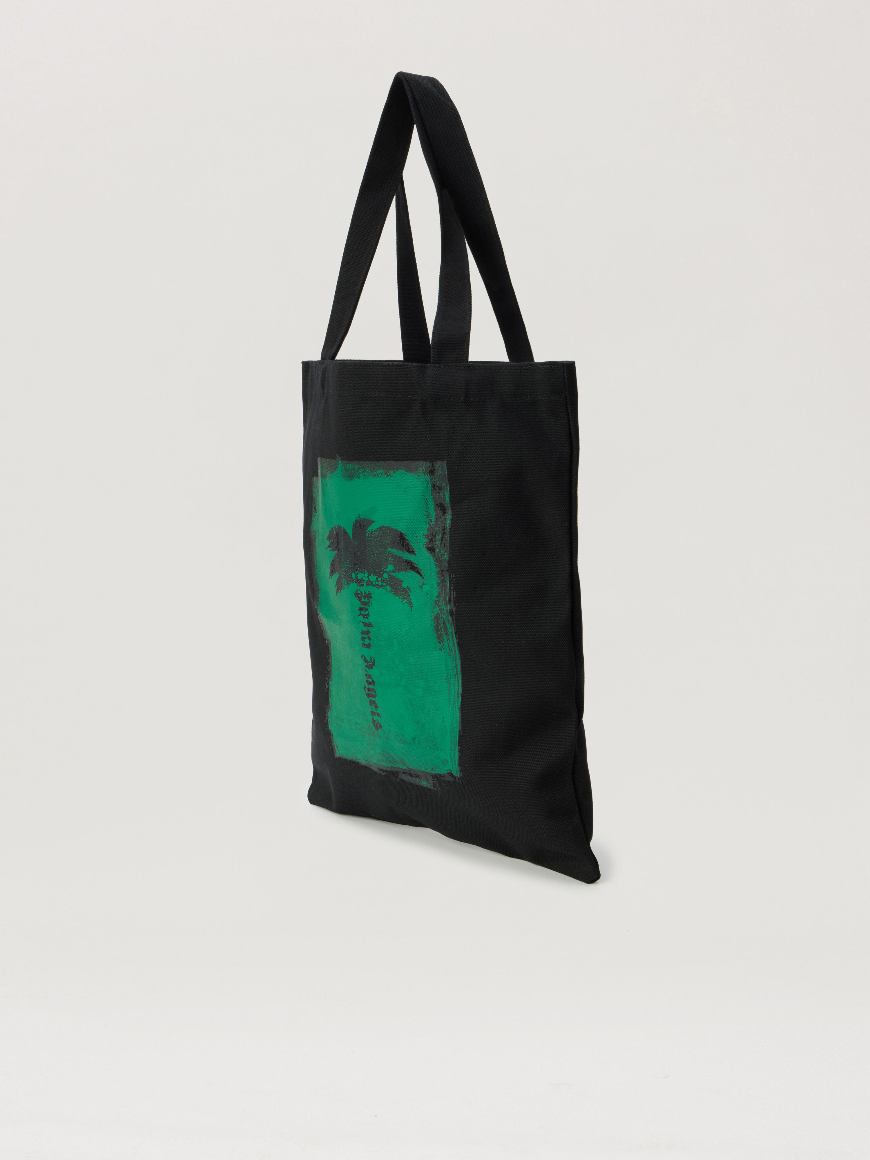 Palm Brushed Tote Bag PALM ANGELS Palm Brushed Tote Bag BLACK - DARK GREEN PAMNA01W26FB02