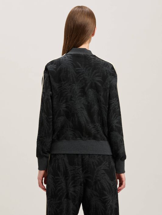 PALM ANGELS  Jacquared Palms Track Jacket BLACK - OFF WHITE PWBD050S25FAB001