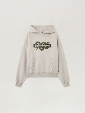 PALM ANGELS Snake Graphic Hoodie GREY MELANGE - GREEN PMBB17GF25FLE001